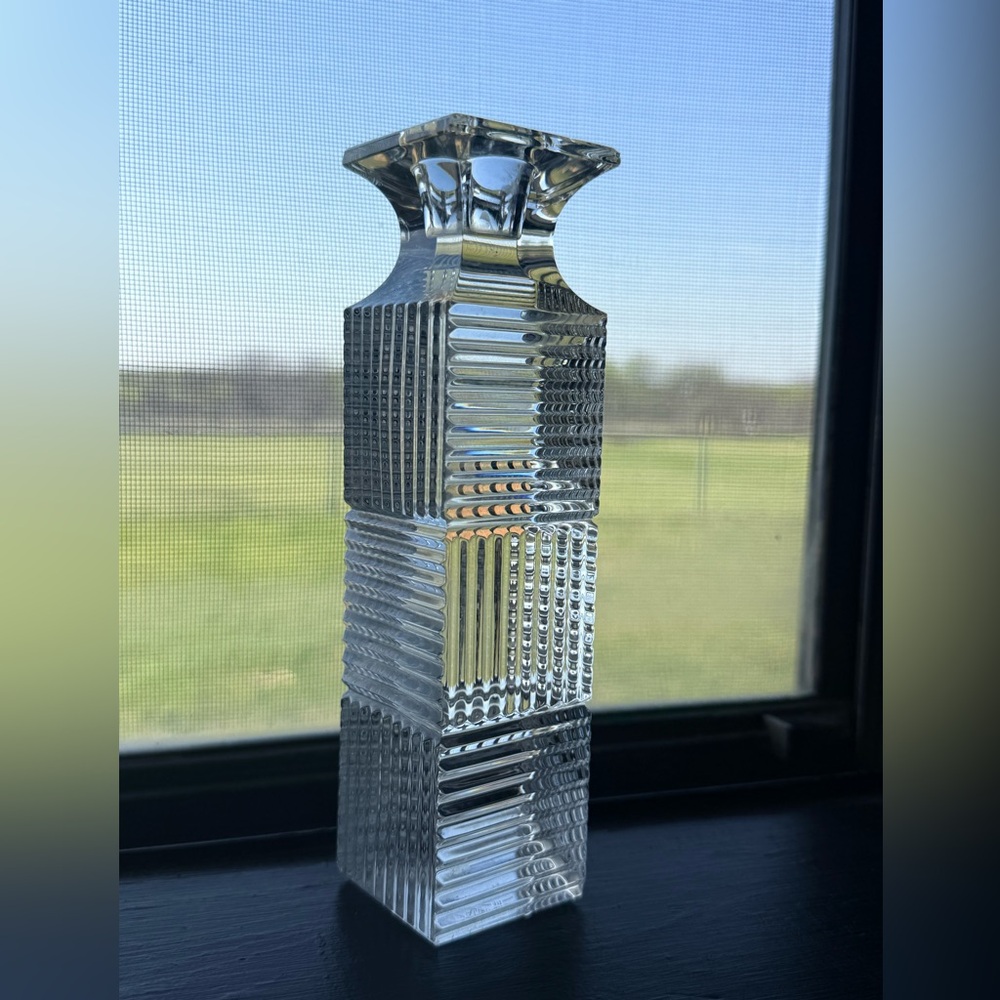 Val Saint Lambert Crystal Candlestick | The Laslo Collection SIGNED